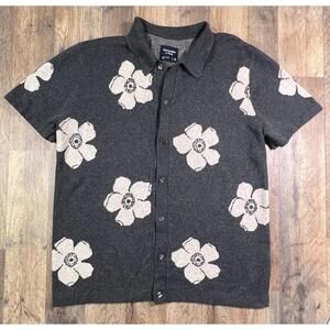 Abercrombie & Fitch Sweater Button Retro 70s Cardigan Polo Flower Floral Medium.